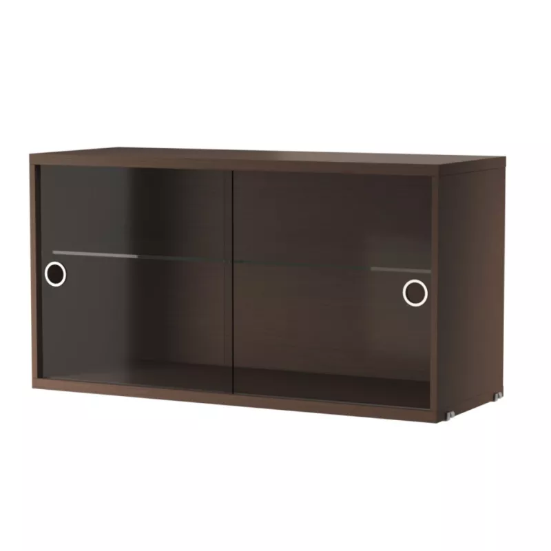 實木紋 - 玻璃滑門櫃 Display Cabinet