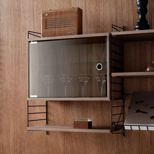 實木紋 - W58cm 左/右開玻璃門櫃 Display Cabinet with Swing Glass Door