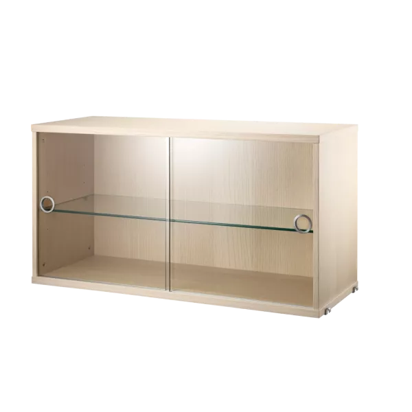 實木紋 - 玻璃滑門櫃 Display Cabinet