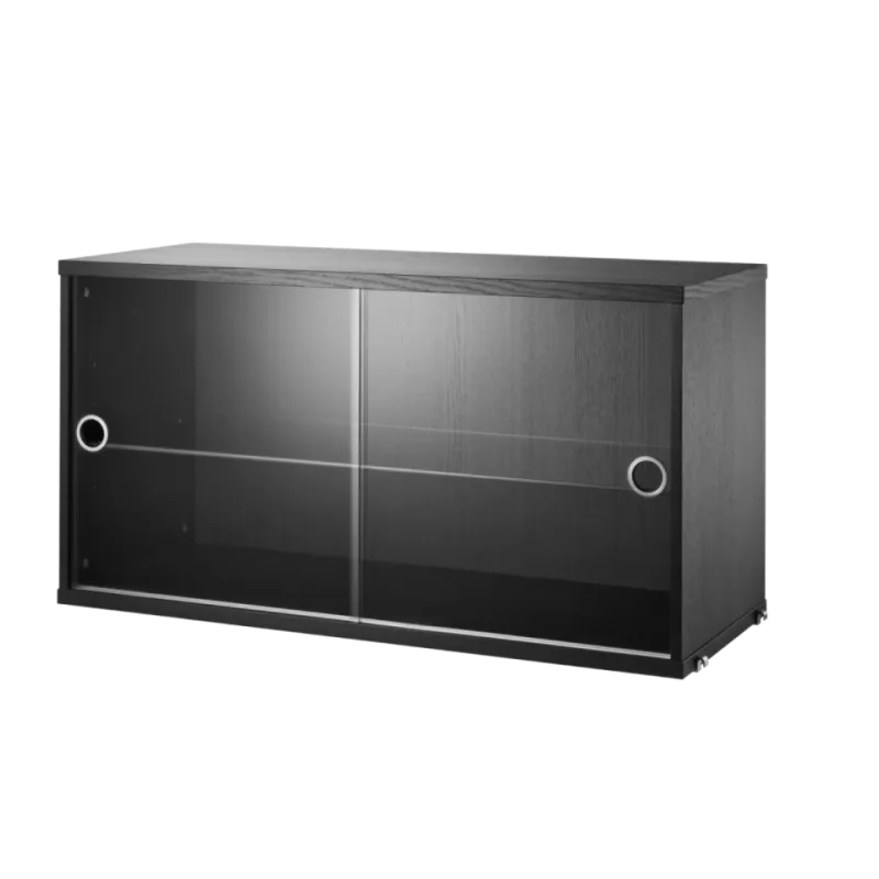 實木紋 - 玻璃滑門櫃 Display Cabinet