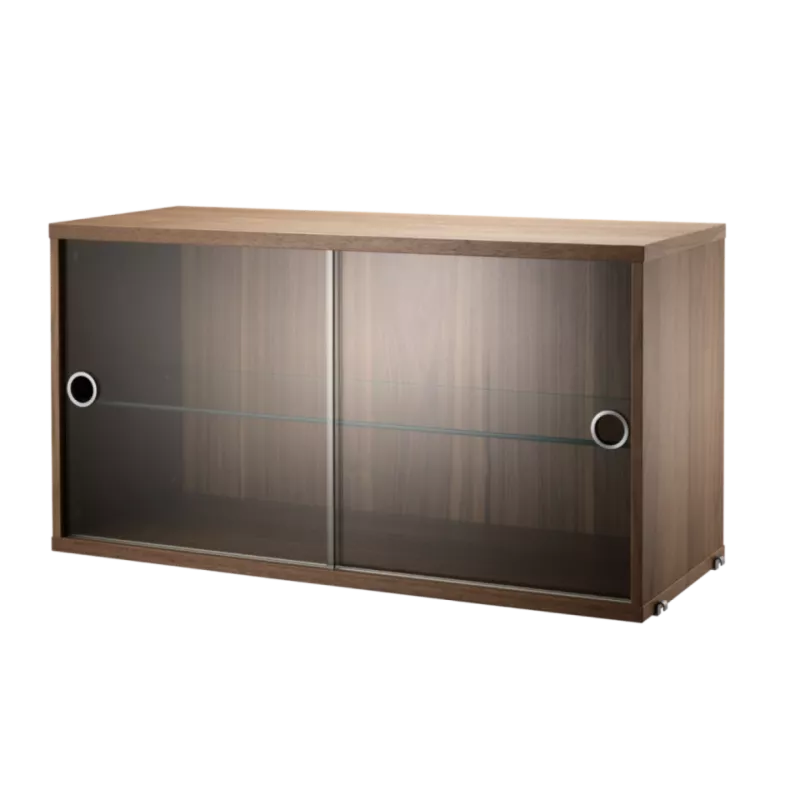 實木紋 - 玻璃滑門櫃 Display Cabinet